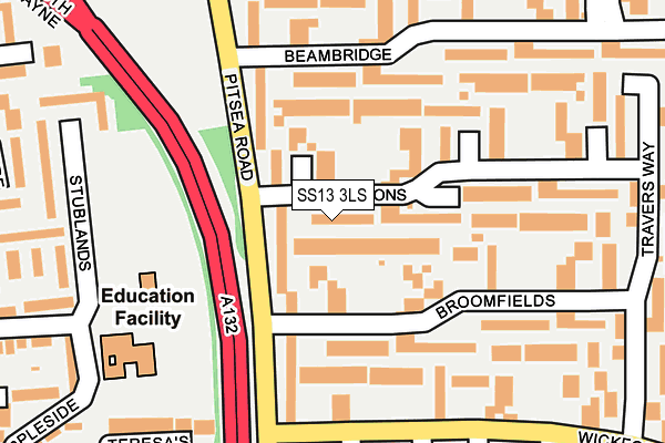 SS13 3LS map - OS OpenMap – Local (Ordnance Survey)