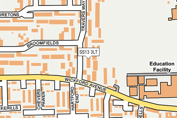 SS13 3LT map - OS OpenMap – Local (Ordnance Survey)