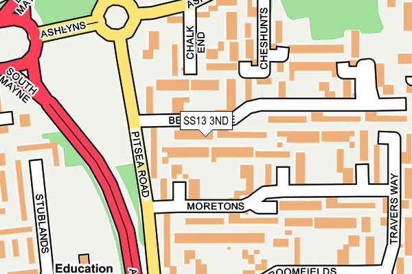 SS13 3ND map - OS OpenMap – Local (Ordnance Survey)