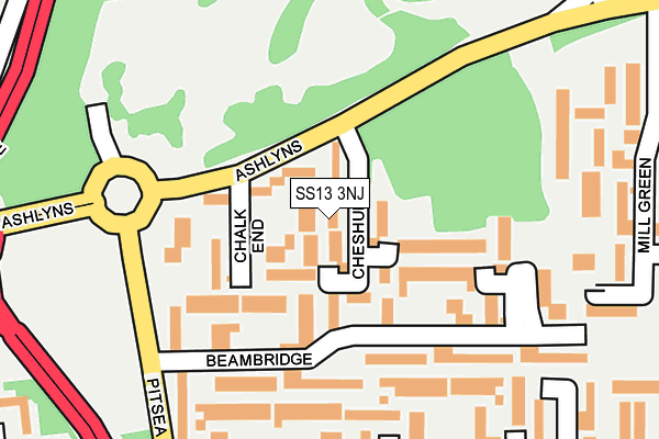 SS13 3NJ map - OS OpenMap – Local (Ordnance Survey)