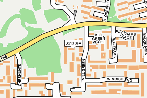 SS13 3PA map - OS OpenMap – Local (Ordnance Survey)