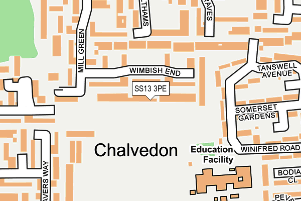 SS13 3PE map - OS OpenMap – Local (Ordnance Survey)