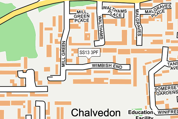 SS13 3PF map - OS OpenMap – Local (Ordnance Survey)