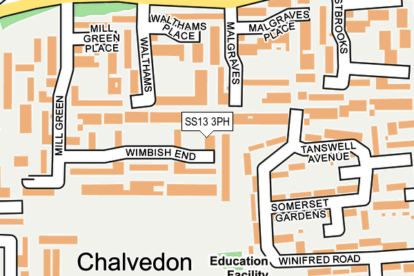 SS13 3PH map - OS OpenMap – Local (Ordnance Survey)