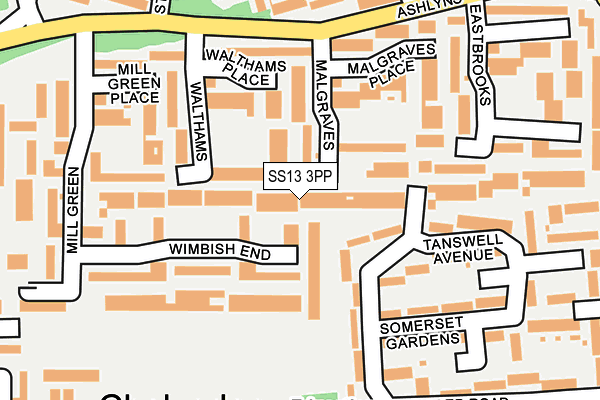 SS13 3PP map - OS OpenMap – Local (Ordnance Survey)