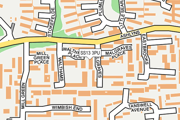 SS13 3PU map - OS OpenMap – Local (Ordnance Survey)