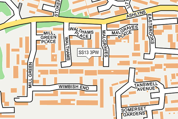 SS13 3PW map - OS OpenMap – Local (Ordnance Survey)