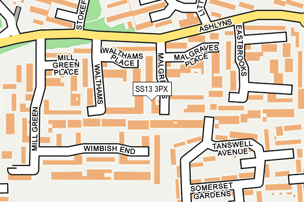 SS13 3PX map - OS OpenMap – Local (Ordnance Survey)