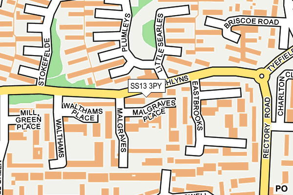 SS13 3PY map - OS OpenMap – Local (Ordnance Survey)