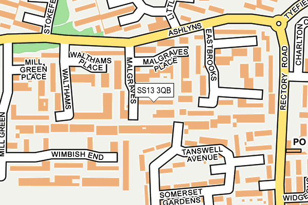 SS13 3QB map - OS OpenMap – Local (Ordnance Survey)