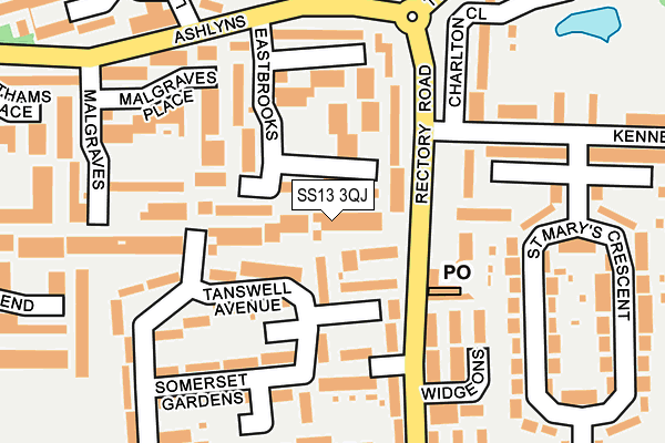 SS13 3QJ map - OS OpenMap – Local (Ordnance Survey)