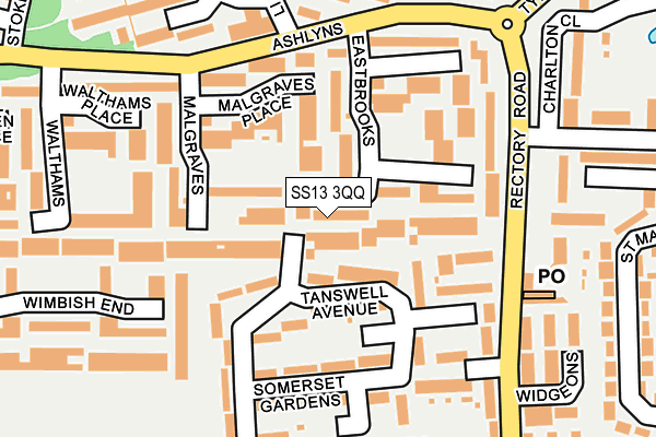 SS13 3QQ map - OS OpenMap – Local (Ordnance Survey)