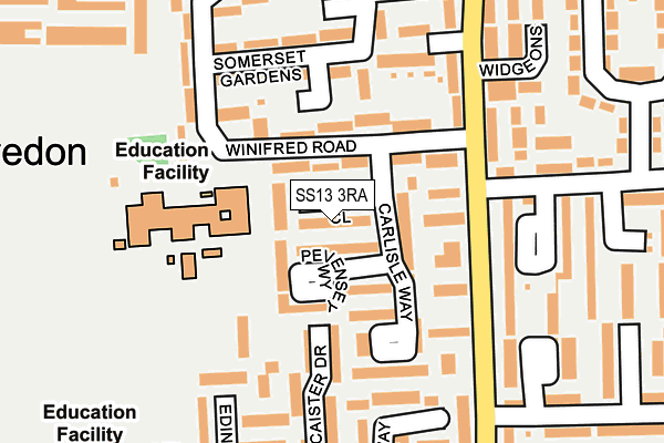 SS13 3RA map - OS OpenMap – Local (Ordnance Survey)