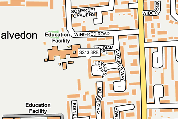 SS13 3RB map - OS OpenMap – Local (Ordnance Survey)