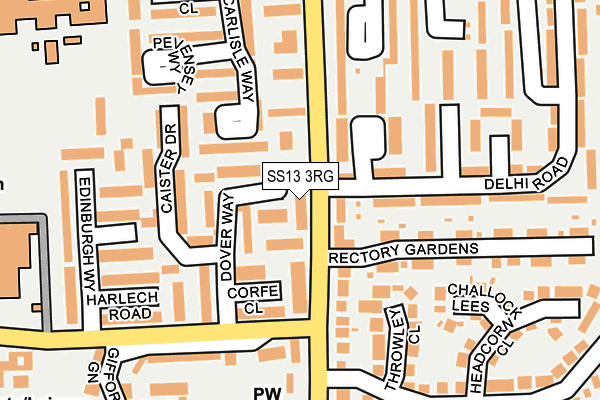 SS13 3RG map - OS OpenMap – Local (Ordnance Survey)