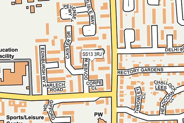 SS13 3RJ map - OS OpenMap – Local (Ordnance Survey)