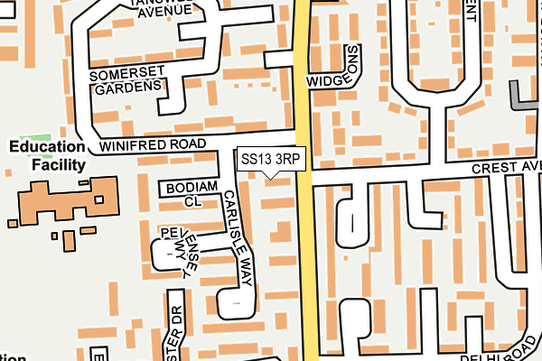 SS13 3RP map - OS OpenMap – Local (Ordnance Survey)