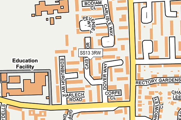 SS13 3RW map - OS OpenMap – Local (Ordnance Survey)