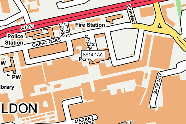 SS14 1AA map - OS OpenMap – Local (Ordnance Survey)