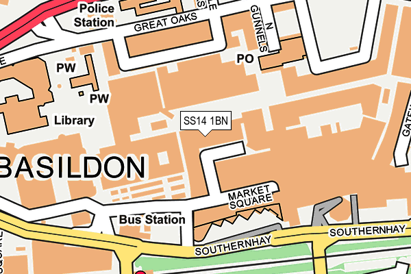 SS14 1BN map - OS OpenMap – Local (Ordnance Survey)