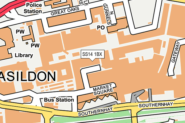 SS14 1BX map - OS OpenMap – Local (Ordnance Survey)