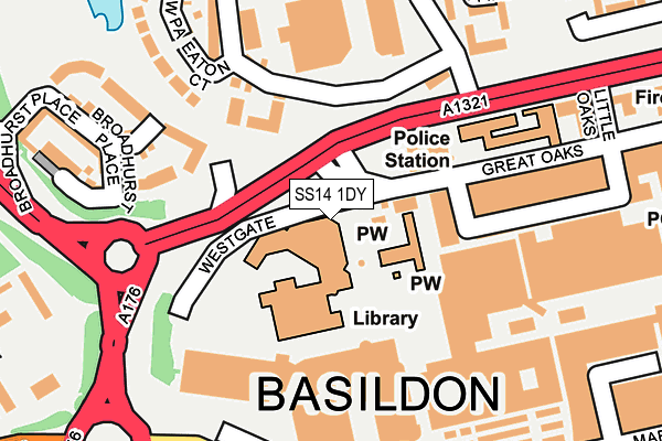 SS14 1DY map - OS OpenMap – Local (Ordnance Survey)