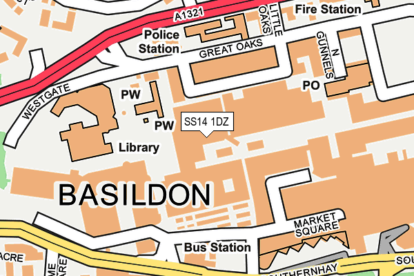 SS14 1DZ map - OS OpenMap – Local (Ordnance Survey)