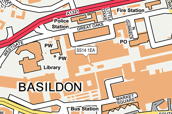 SS14 1EA map - OS OpenMap – Local (Ordnance Survey)