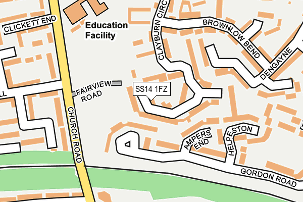 SS14 1FZ map - OS OpenMap – Local (Ordnance Survey)