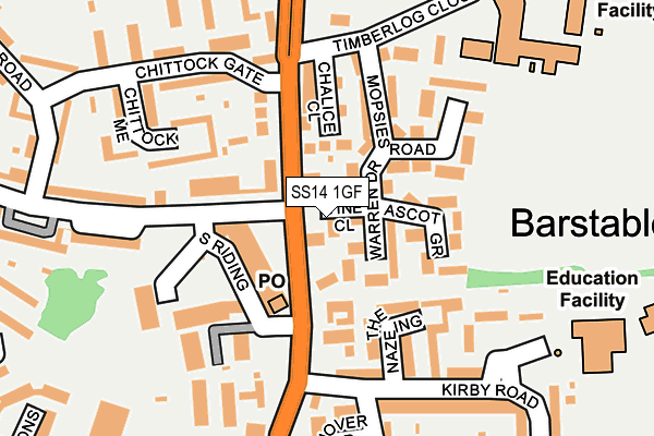 SS14 1GF map - OS OpenMap – Local (Ordnance Survey)