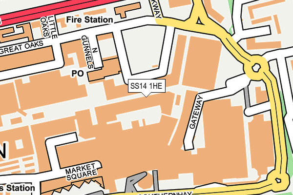 SS14 1HE map - OS OpenMap – Local (Ordnance Survey)