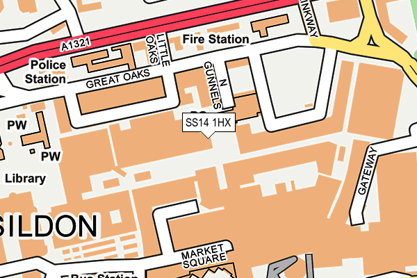SS14 1HX map - OS OpenMap – Local (Ordnance Survey)