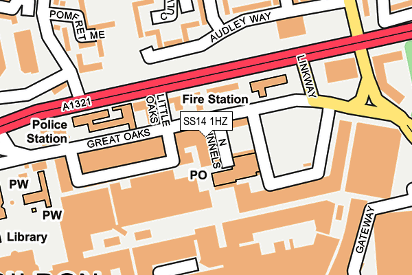 SS14 1HZ map - OS OpenMap – Local (Ordnance Survey)