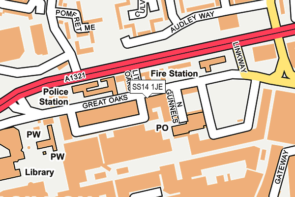 SS14 1JE map - OS OpenMap – Local (Ordnance Survey)