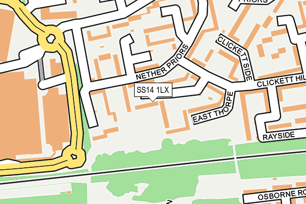 SS14 1LX map - OS OpenMap – Local (Ordnance Survey)