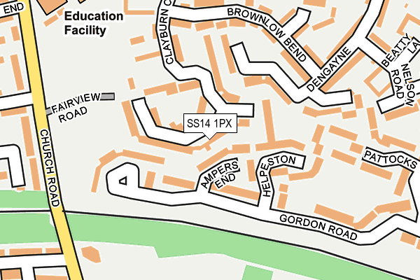 SS14 1PX map - OS OpenMap – Local (Ordnance Survey)