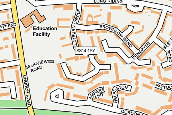 SS14 1PY map - OS OpenMap – Local (Ordnance Survey)