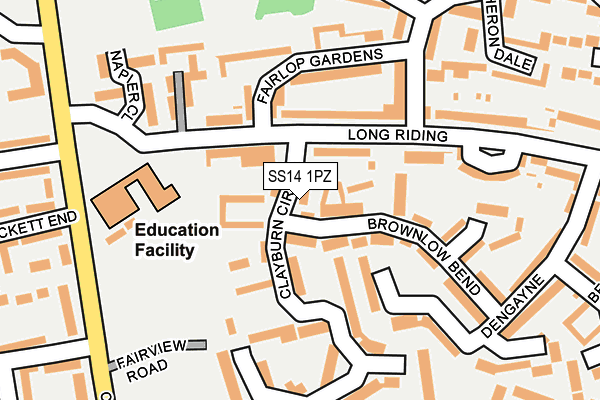 SS14 1PZ map - OS OpenMap – Local (Ordnance Survey)