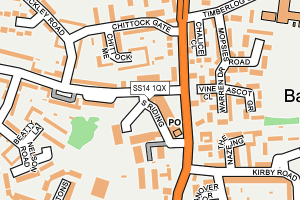 SS14 1QX map - OS OpenMap – Local (Ordnance Survey)