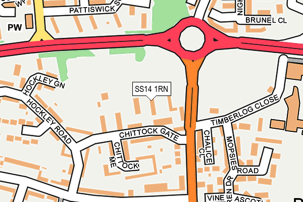 SS14 1RN map - OS OpenMap – Local (Ordnance Survey)