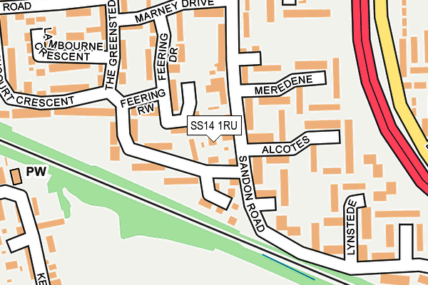 SS14 1RU map - OS OpenMap – Local (Ordnance Survey)