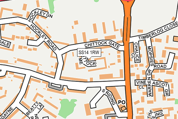 SS14 1RW map - OS OpenMap – Local (Ordnance Survey)