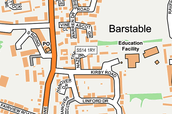 SS14 1RY map - OS OpenMap – Local (Ordnance Survey)