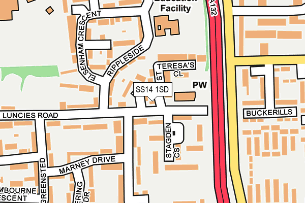 SS14 1SD map - OS OpenMap – Local (Ordnance Survey)