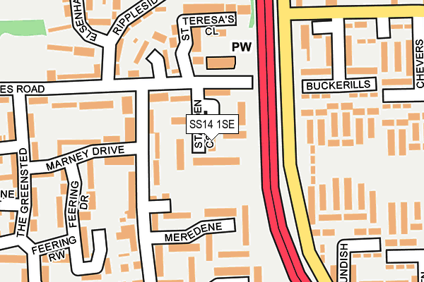 SS14 1SE map - OS OpenMap – Local (Ordnance Survey)