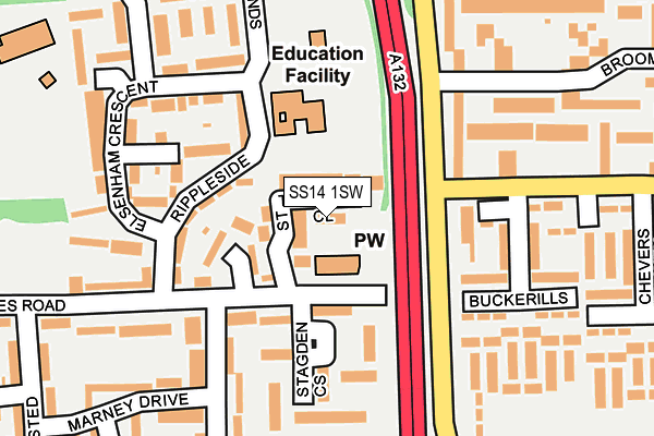SS14 1SW map - OS OpenMap – Local (Ordnance Survey)