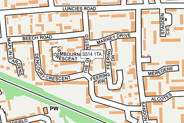 SS14 1TA map - OS OpenMap – Local (Ordnance Survey)