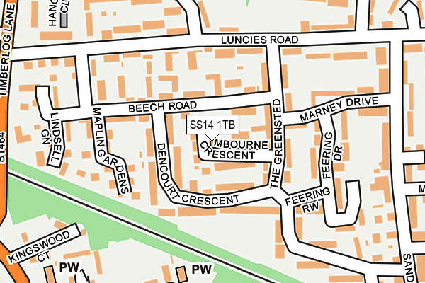 SS14 1TB map - OS OpenMap – Local (Ordnance Survey)