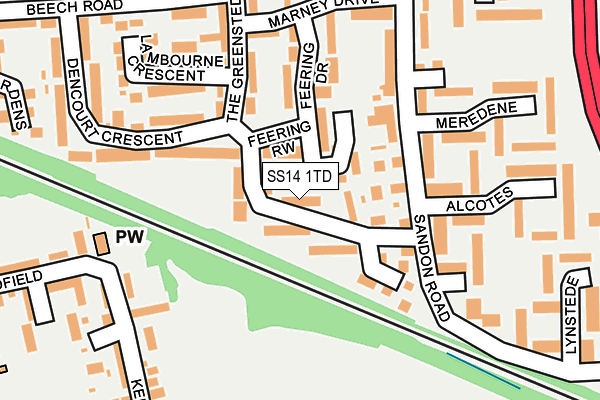 SS14 1TD map - OS OpenMap – Local (Ordnance Survey)