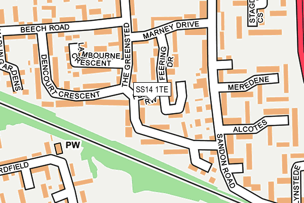 SS14 1TE map - OS OpenMap – Local (Ordnance Survey)